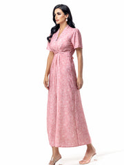 BA5031 Abaya set Satin Jacquard Open Front Coat with Comfortable, Breathable, Skin-Friendly Print Waist-Defining Dress Two-Piece Set