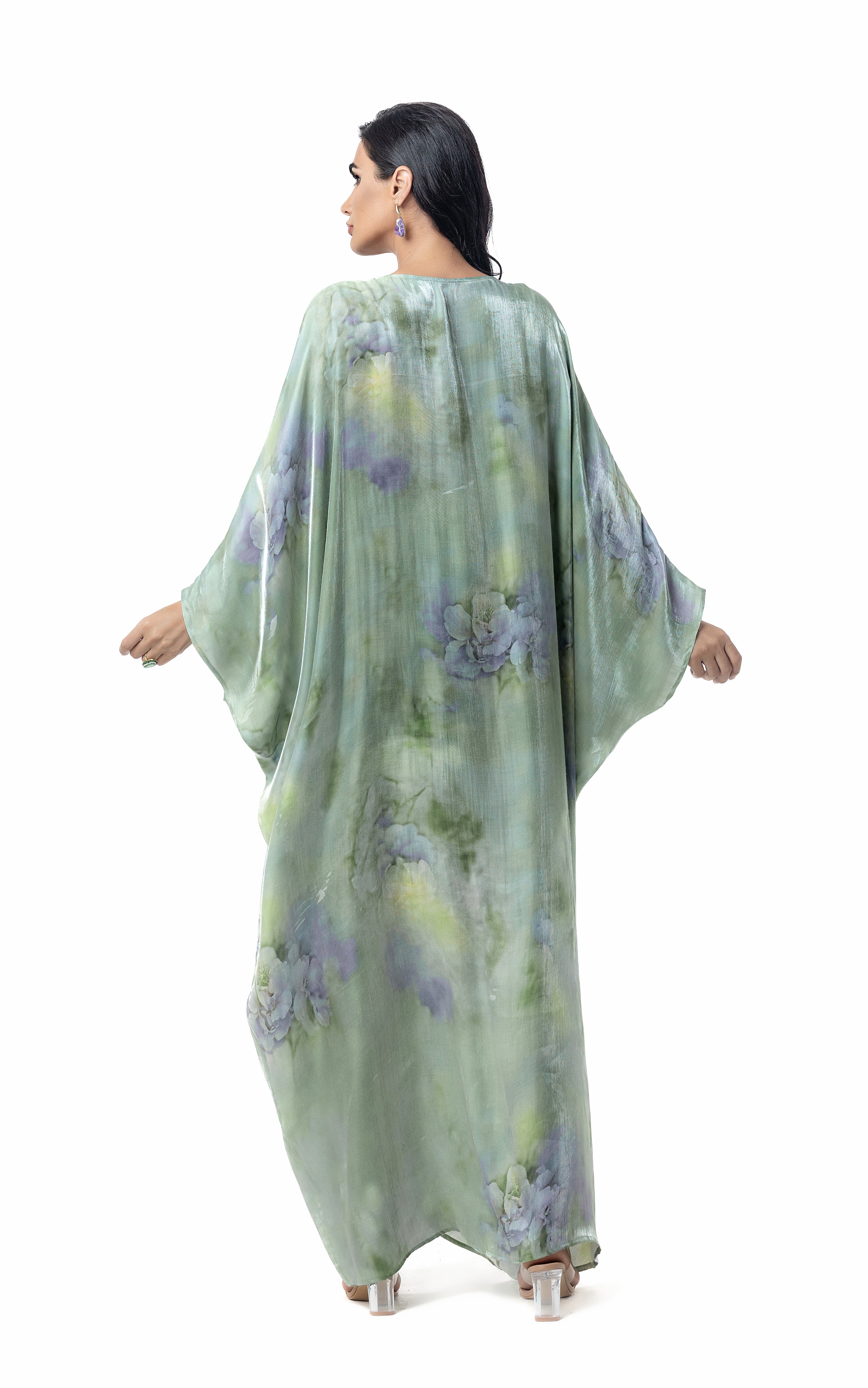 15127 Hand-Swen Bead Embellshments Rhinestone Long Abaya,  Elegant Modest Rmantic Glamorous Vacation Fantasy  Long Sleeve