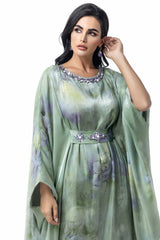 15127 Hand-Swen Bead Embellshments Rhinestone Long Abaya,  Elegant Modest Rmantic Glamorous Vacation Fantasy  Long Sleeve
