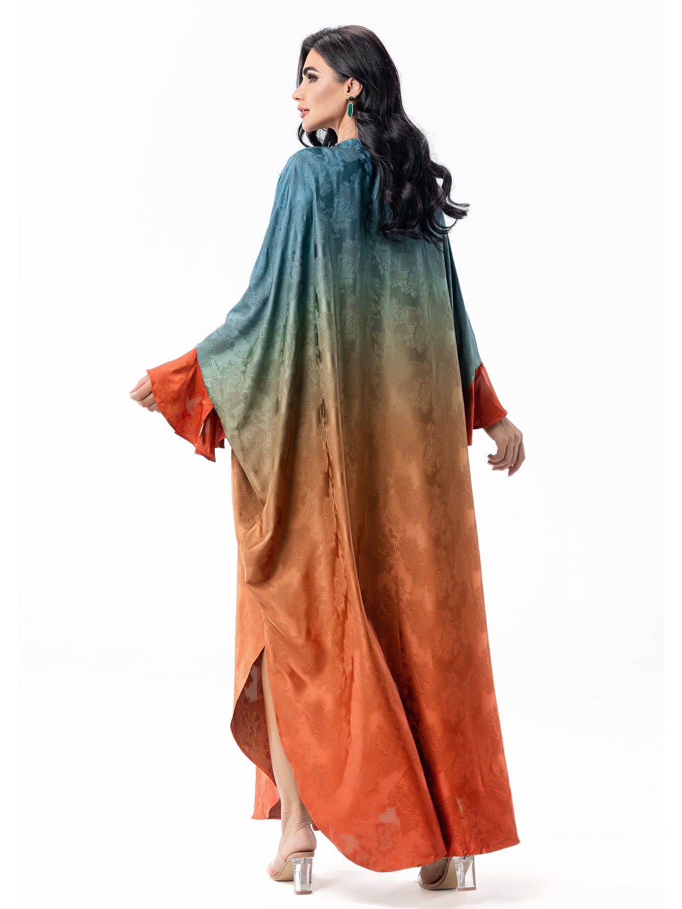 5070Hand-Swen Bead Embellshments Rhinestone Long Abaya,  Elegant Modest Rmantic Glamorous Vacation Fantasy  Long Sleeve