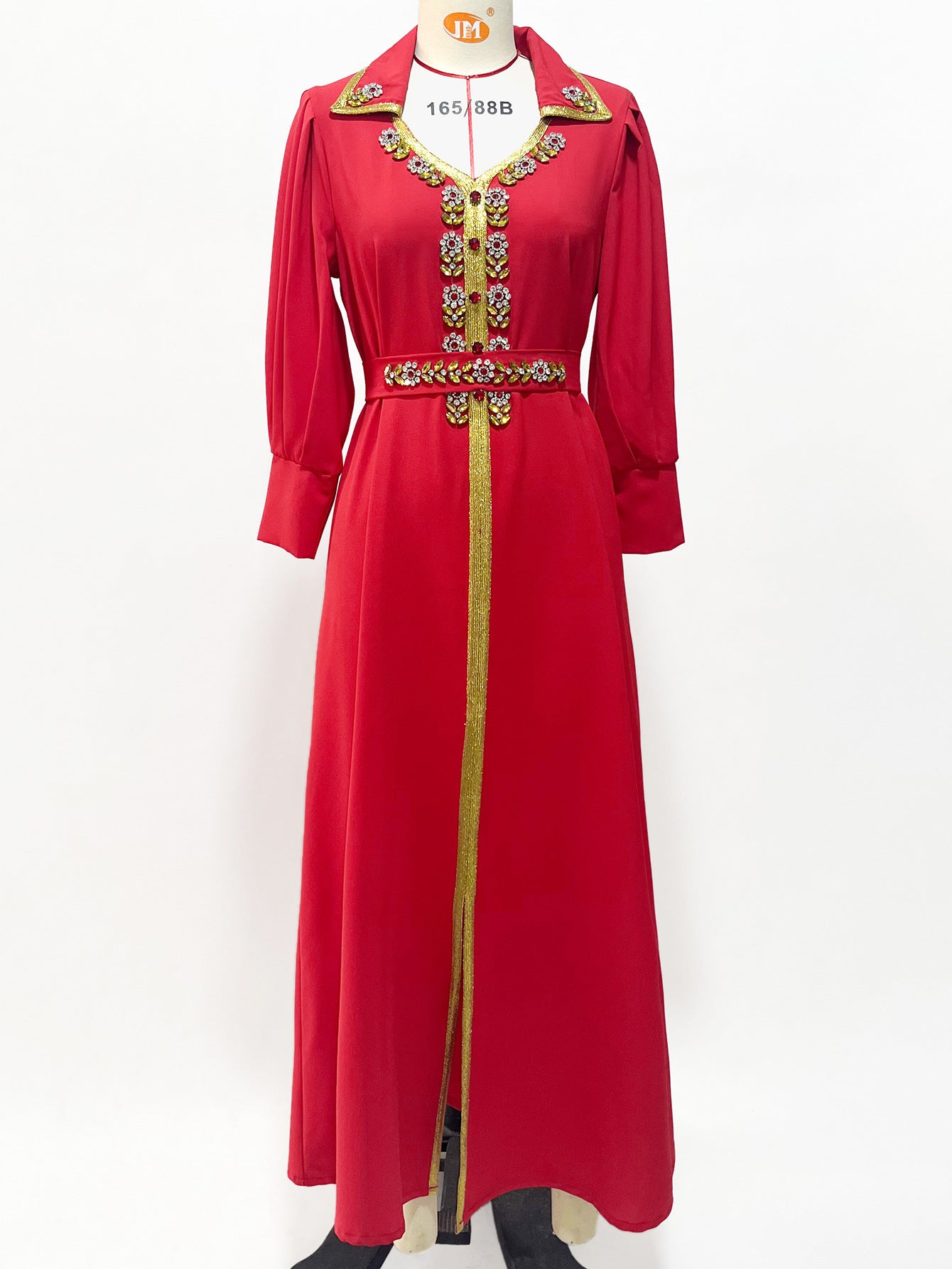 BA3108 new small lapel fashion flower sewn diamond dress Middle East Dubai Arab socialite temperament even