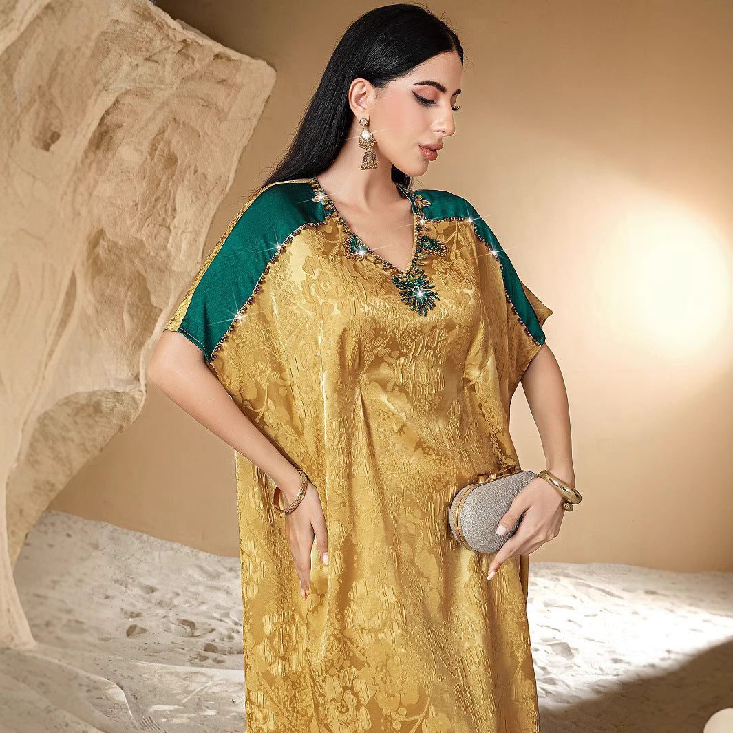15158 new contrasting satin three-dimensional jacquard ABAYA robe
