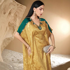 15158 new contrasting satin three-dimensional jacquard ABAYA robe