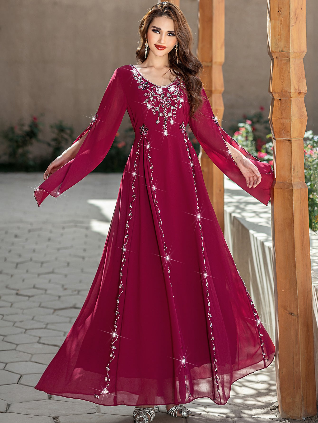 15180 Middle Eastern Clothing abaya Robe Handmade Beaded Dress Fashion Dress