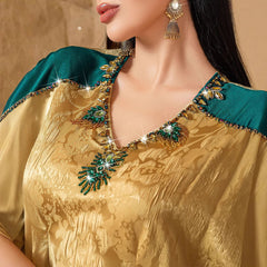 15158 new contrasting satin three-dimensional jacquard ABAYA robe