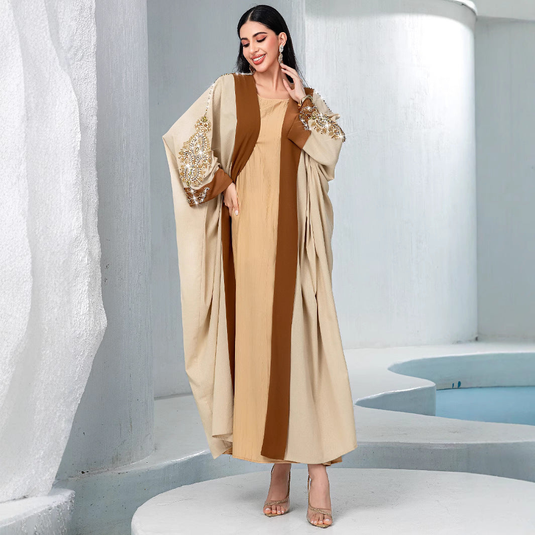 15032 Khaki Heavy Industry Rust Bead Women's Middle East Contrast Jacket Fashion Solid Color