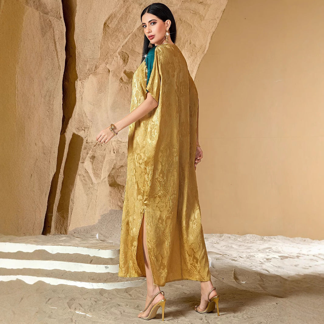15158 new contrasting satin three-dimensional jacquard ABAYA robe