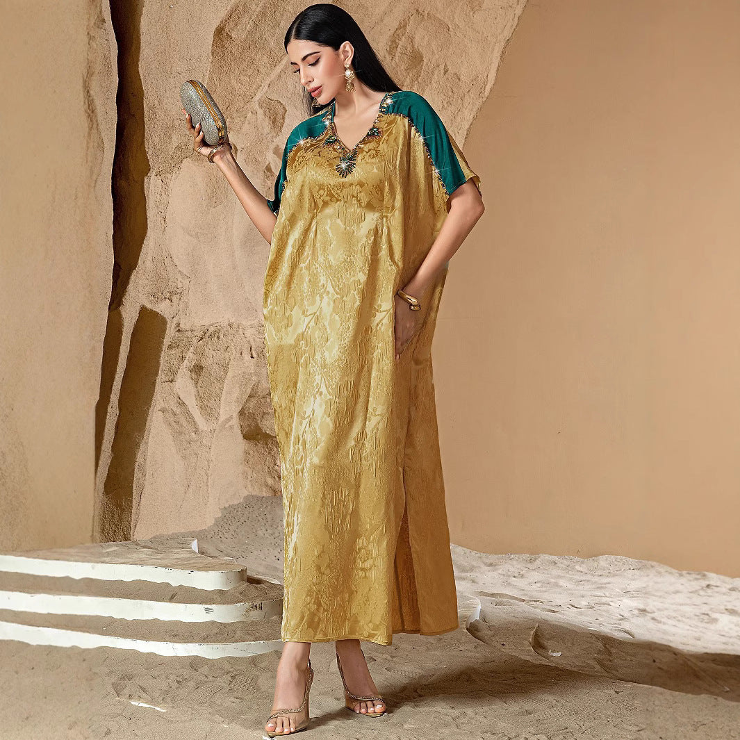 15158 new contrasting satin three-dimensional jacquard ABAYA robe