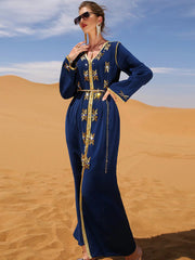 BA607 new navy blue hand-sewn diamond dress, party, annual meeting, long dress and robe.
