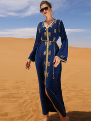 BA607 new navy blue hand-sewn diamond dress, party, annual meeting, long dress and robe.