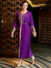 3004 Luxurious Dress in Middle Eastern Style adorned with Ribbon Embroidery and Shimmering Rhinestones