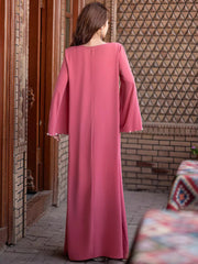 15196 Dubai, Saudi Arabia Fashion Handmade Nailed Diamond Dress, Summer Chiffon Robe Middle East Women's Clothing