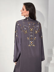 503 purple-gray fashion sewn rhinestone outer cover
