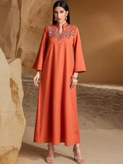 15253 Middle East high-end heavy industry hand-sewn diamond temperament arabic robe loose spot women's clothing