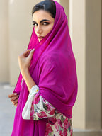 With solid color headscarf