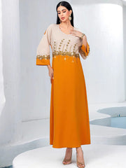 15138m Orange Double Spell Elegant A-shaped Skirt Middle East Banquet Long Skirt Women's Clothing