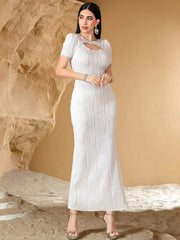 15167 new tight white texture sexy dress fashion dress