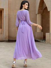 15160 new violet swing skirt splicing gold webbing European and American temperament long skirt