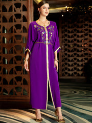 3004 Luxurious Dress in Middle Eastern Style adorned with Ribbon Embroidery and Shimmering Rhinestones