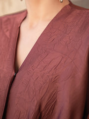 2-Piece set BA5085 reddish-brown embossed satin set cross-lace elegant atmosphere 2-piece set