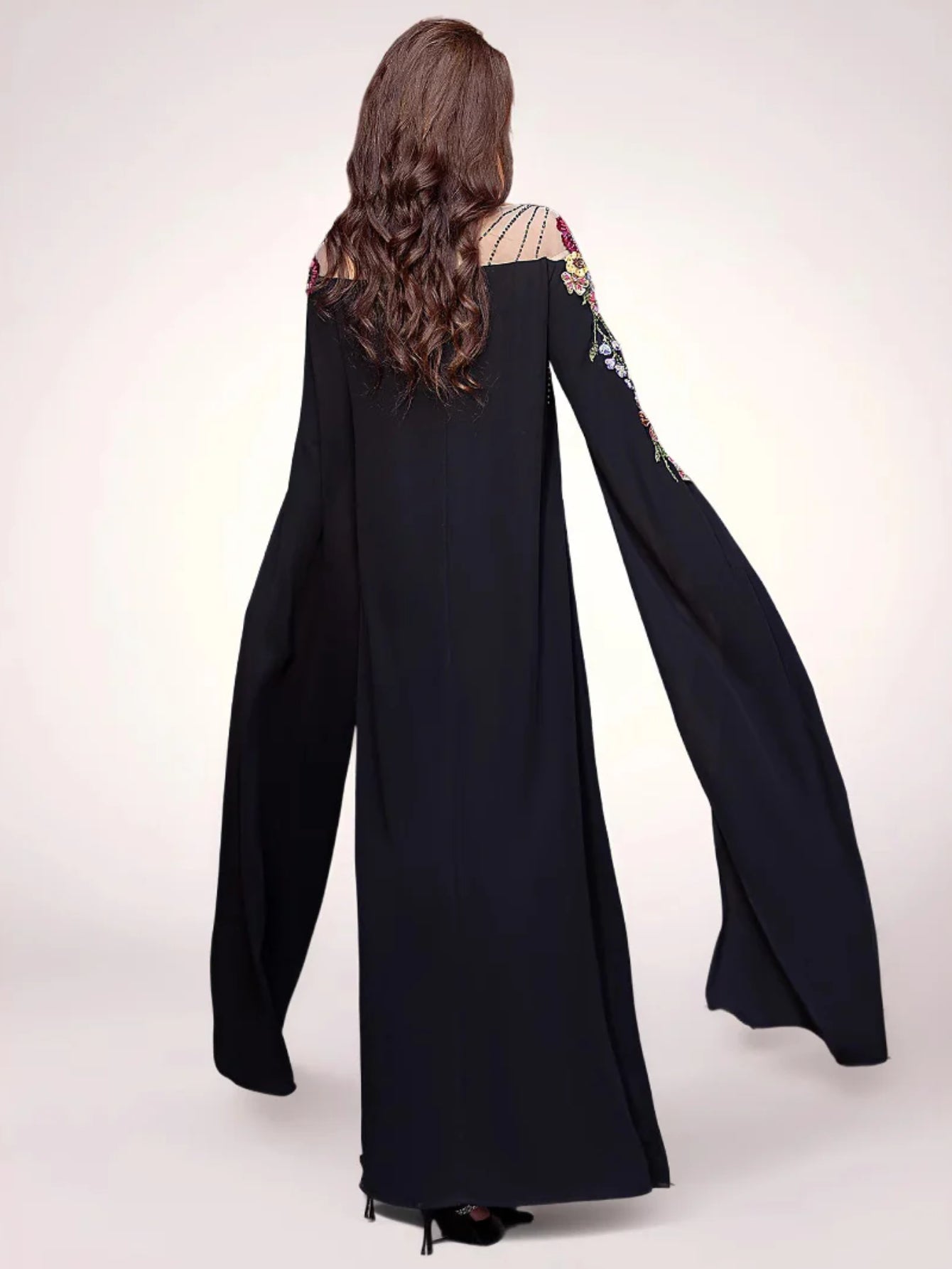 15185 women's robe, light luxury applique embroidered bead women's dress Middle East abaya foreign trade clothes