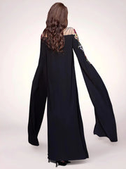15185 women's robe, light luxury applique embroidered bead women's dress Middle East abaya foreign trade clothes