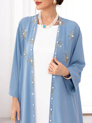 BA7016 new arabic cardigan with hand-sewn diamond abaya kimono middle eastern women's clothing