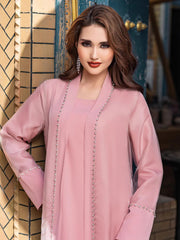 15188 Cherry blossom powder organza two-piece cardigan dress in stock