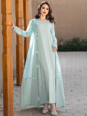 15188 Mint green organza two-piece cardigan dress in stock