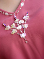 15196 Dubai, Saudi Arabia Fashion Handmade Nailed Diamond Dress, Summer Chiffon Robe Middle East Women's Clothing