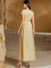 BA7030 New Champagne Waldorf Satin Heavy Industry Hand-sewn Diamond Short Sleeve Celebrity Style, Retro Dress
